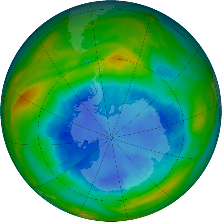 Antarctic ozone map for 23 August 1987